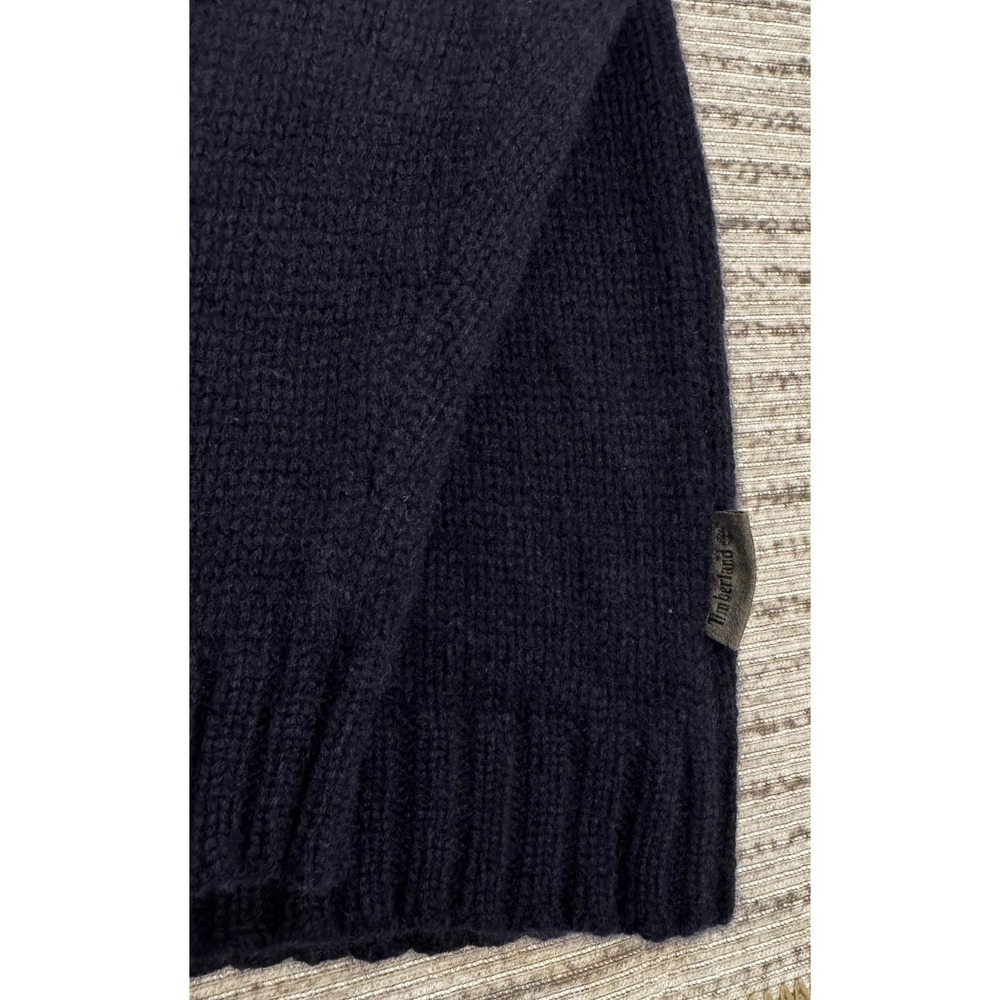 Vintage Timberland Mens Navy Blue Lambswool Blend Striped Turtleneck Sweater M - Picture 9 of 11